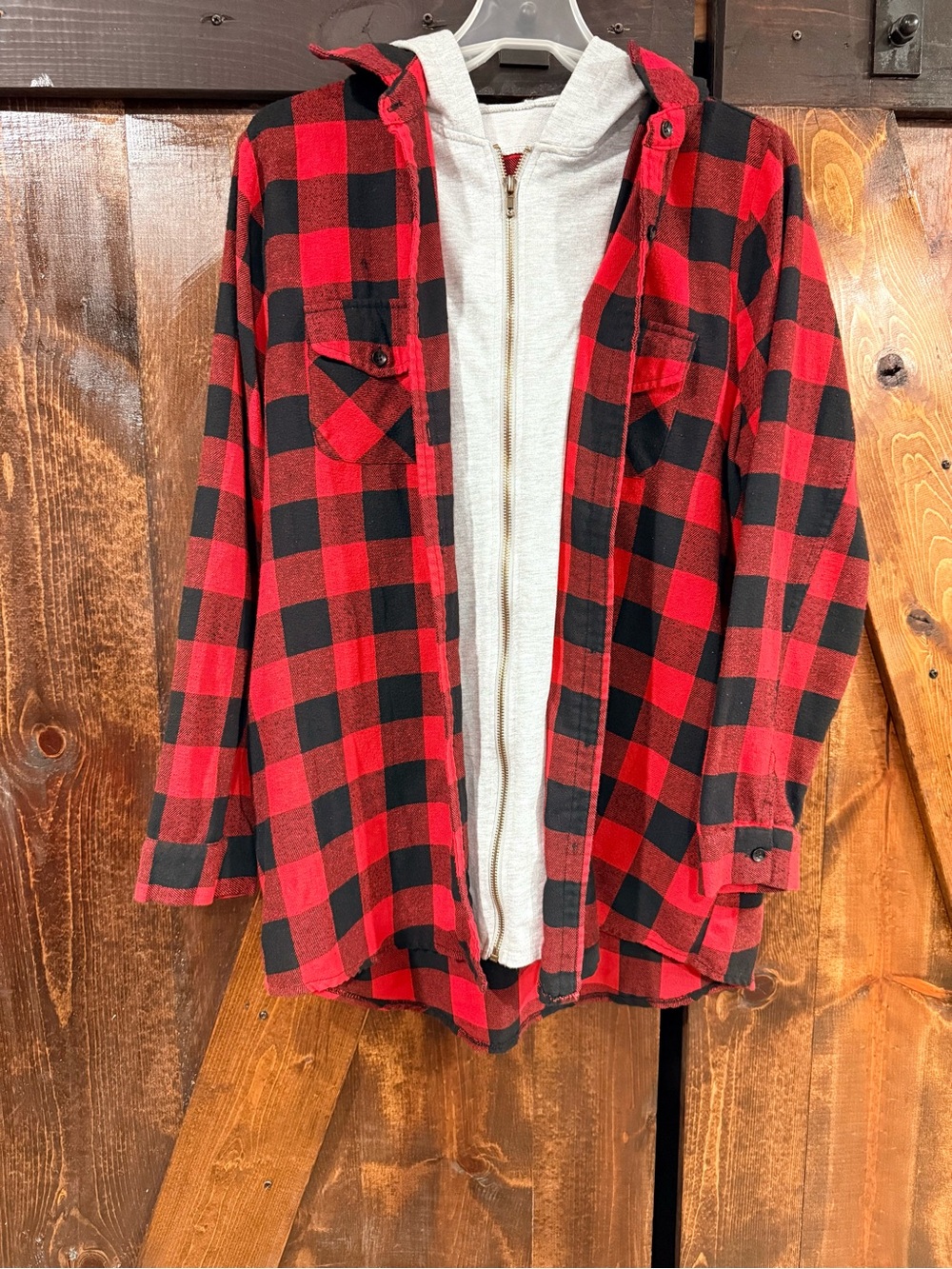 Red & Black Buffalo Plaid Hooded Jacket